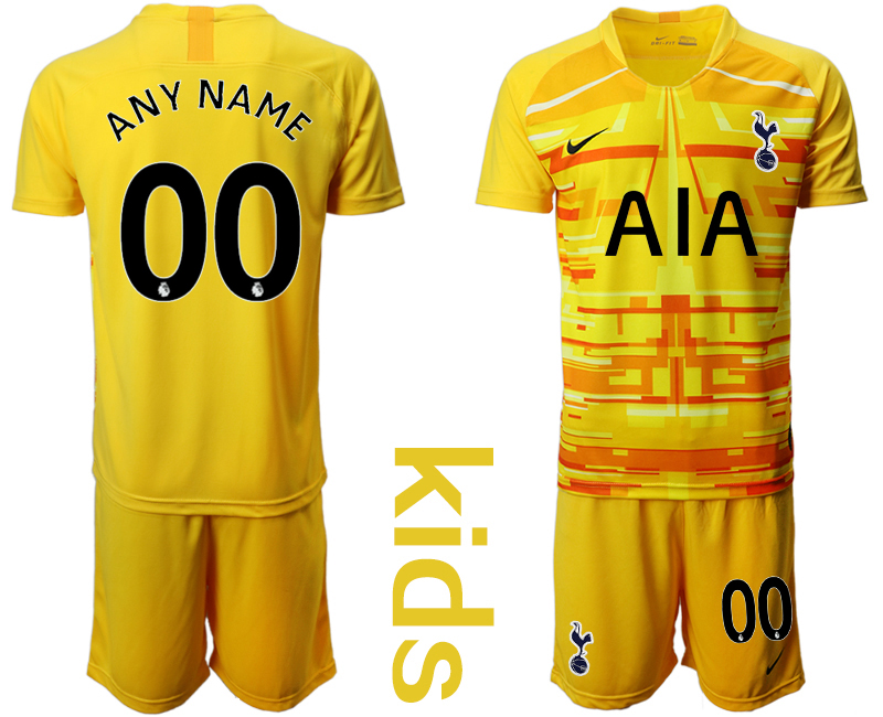 Youth 2020-2021 club Tottenham goalkeeper customized yellow Soccer Jerseys